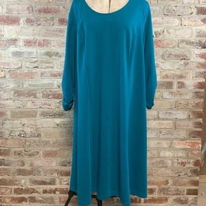 Susan Graver Teal 34 Sleeve Dress 2x 